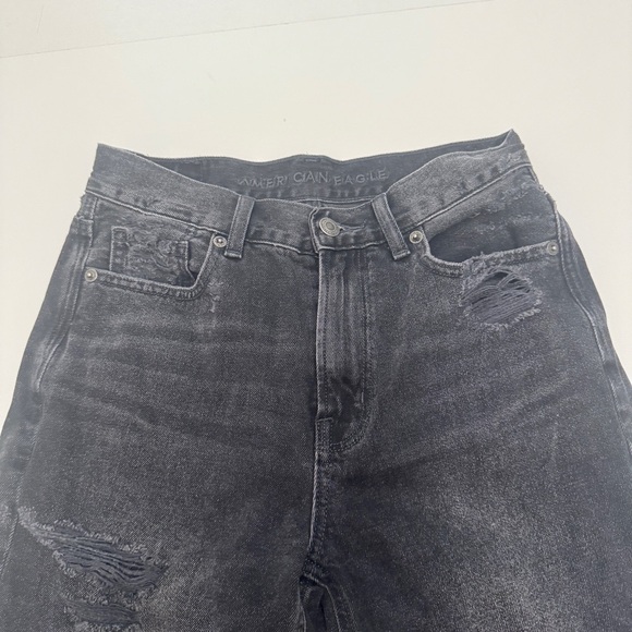 American eagle black gray distressed mom Jean size 0 - Picture 4 of 11